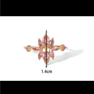 Adjustable Gold and Pink Floral Ring